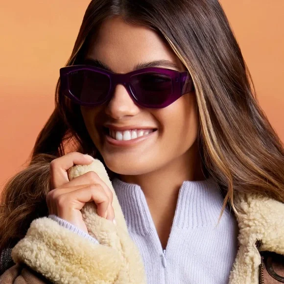 DIFF Zoey Posh Purple Crystal Cat Eye Angular Sunglasses - Picture 5 of 11